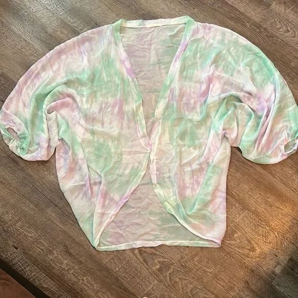 Do Everything In Love Tie Dye Kimono Cardigan Oversized Boho Sheer OS - Picture 2 of 8